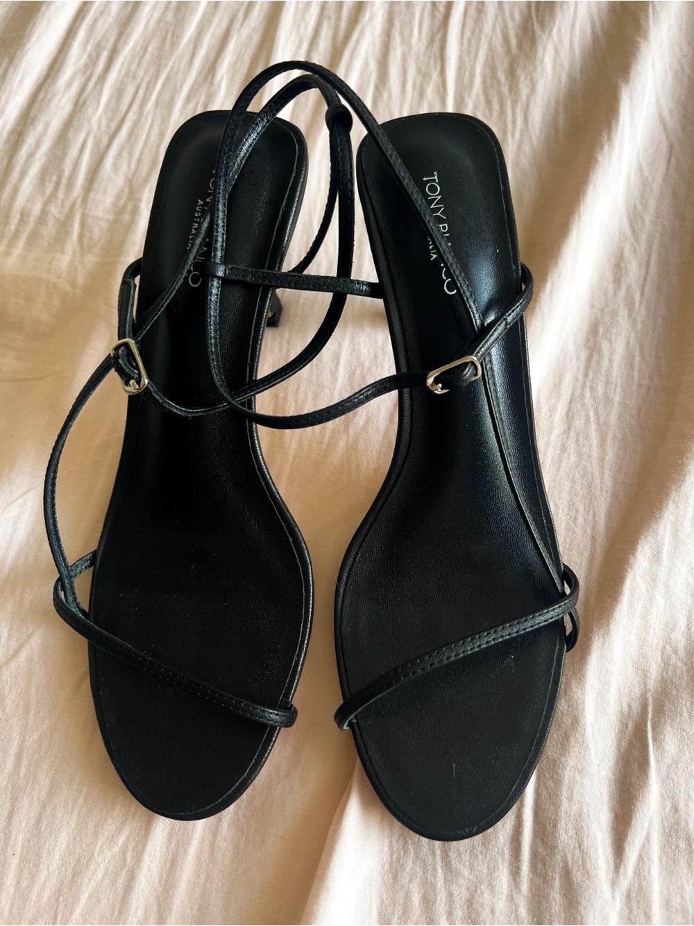 Tony Bianco Black Minimalist Strappy Sandals